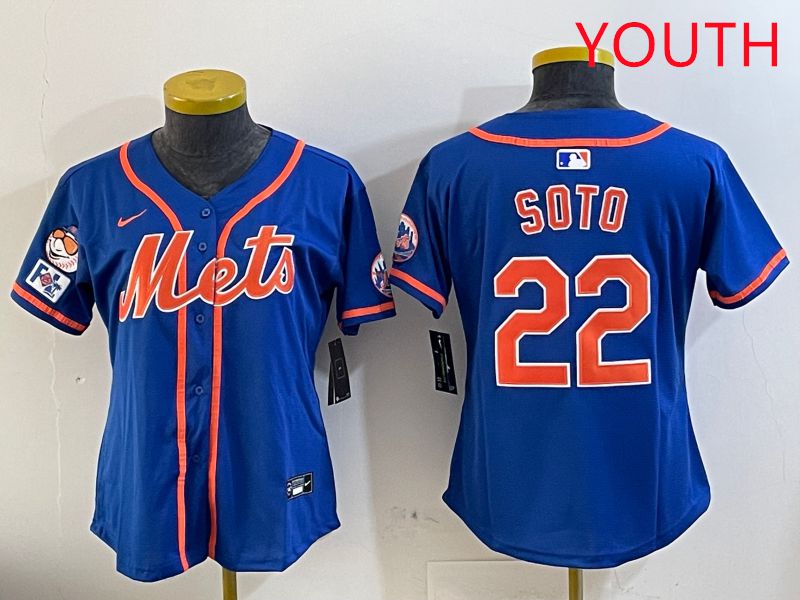 Youth New York Mets #22 Soto Blue Game Fashion 2025 Nike MLB Jersey style 1